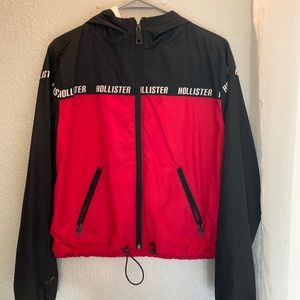 Hollister red and black logo windbreaker